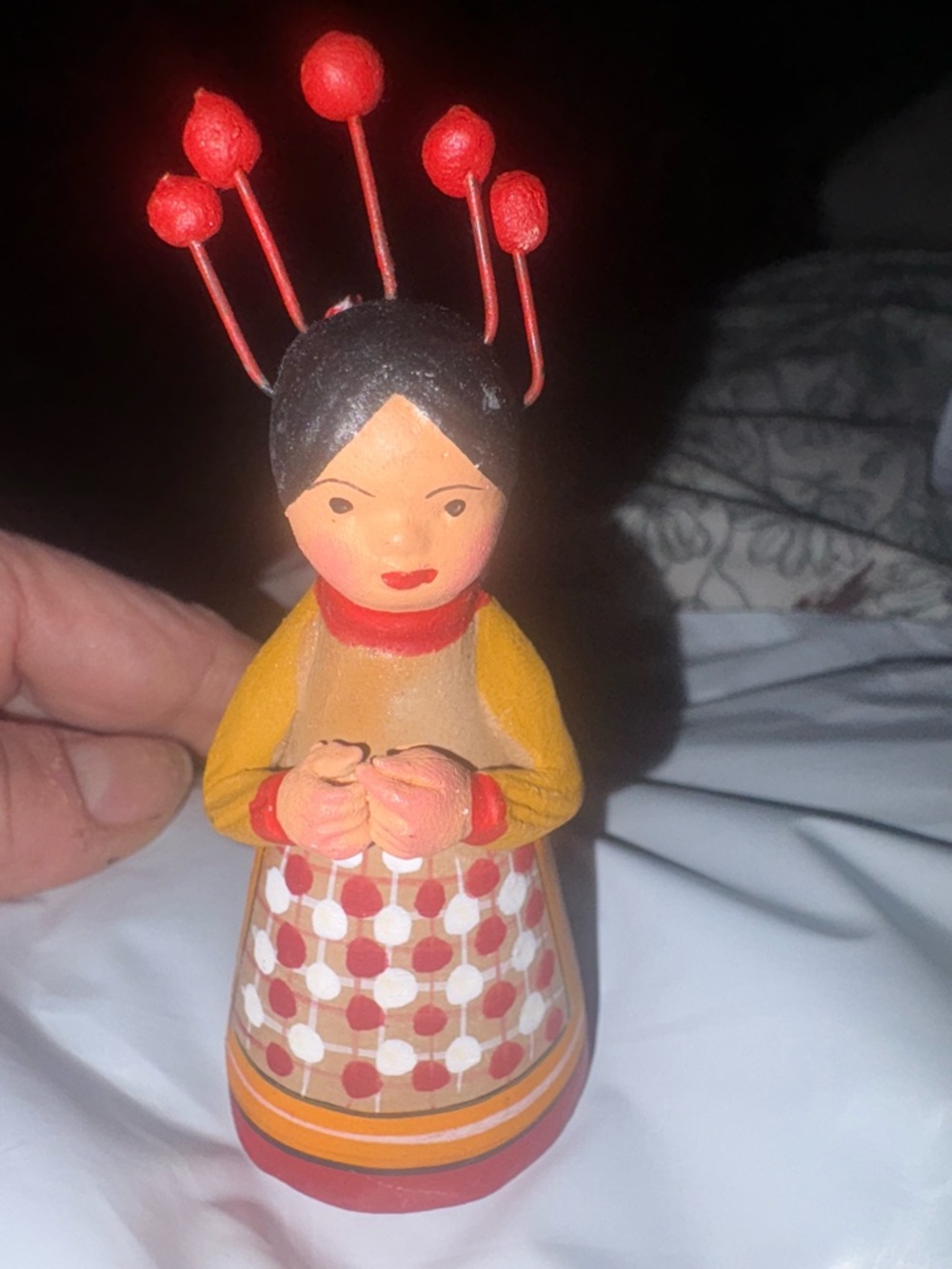 Nativity Creche Mexican Pottery Terra Cotta Handpainted Angel  RARE